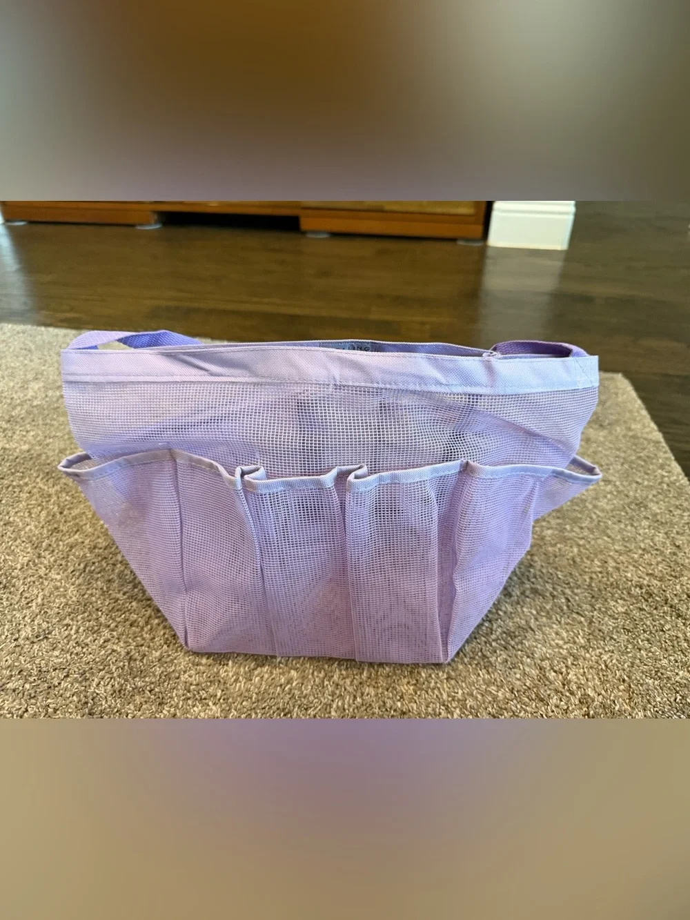 Light Purple Mesh Tote Organizer Bag for Women